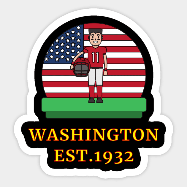 Washington Football DC Sports Team With American Flag Style, Vintage Washington Football DC Sports Team Novelty Gift Sticker by WPKs Design & Co